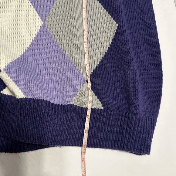 South Pole Mens Large Argyle Sweater Vest Embroidered Logo Purple Gray - Picture 4 of 5